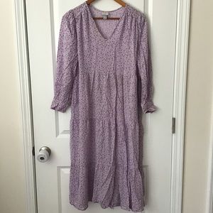 A New Day Lavender Floral Maxi Dress. Long Sleeves and V-neck.